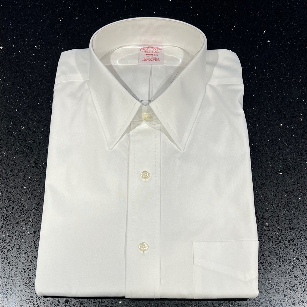 Brooks Brothers Men's White Dress Shirt-Madison Fit, 16 1/2 x 34